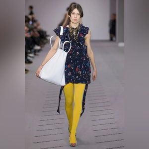 AUTHENTIC! NWT BALENCIAGA Multicolor Floral Baby Doll Plastron Silk Mini Dress